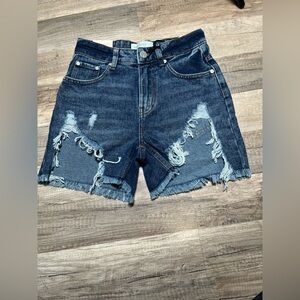 NWT Ban.jara Super High-Rise Distressed Cut-Off Denim Jean Shorts - Size 0/23